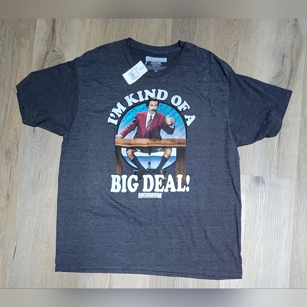 NWT Men's XL Ron Burgundy ANCHORMAN T-Shirt BIN I